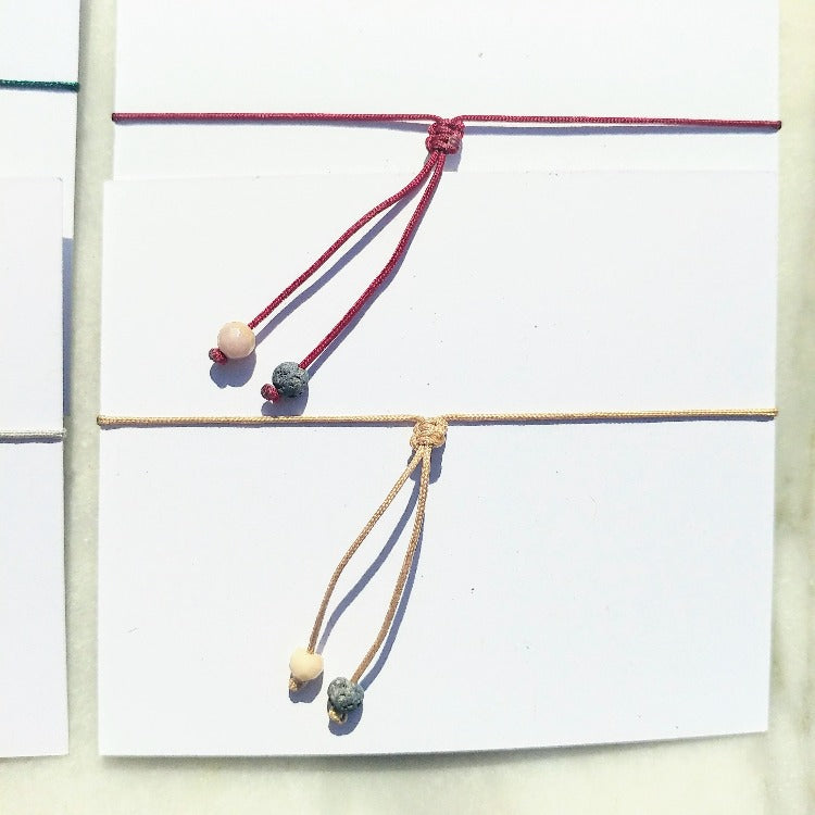 Zierliche Lava & Edelstein Armbänder | Schwarzer Turmalin | Sonnenstein | Diffuser Armband