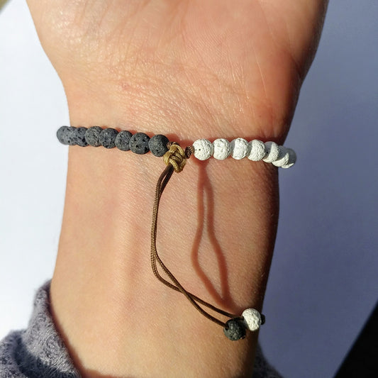 Lava & Dalmatiner Jaspis Armband | schwarz weiß beige | Aroma Schmuck