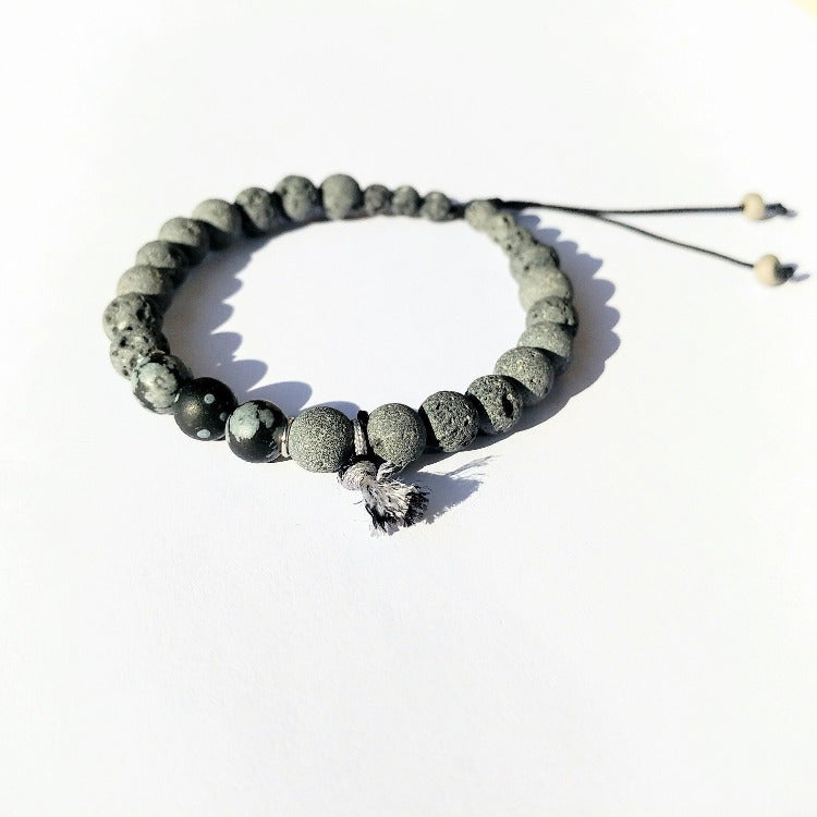 Diffuser Armband mit Lava & Schneeflockenobsidian für ätherische Öle | pia norden