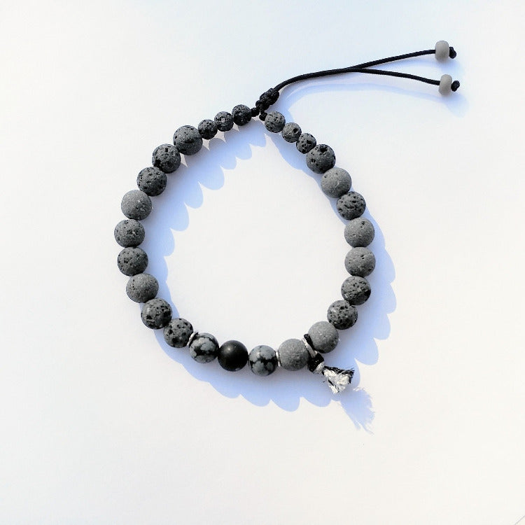 Diffuser Armband mit Lava & Schneeflockenobsidian für ätherische Öle | pia norden