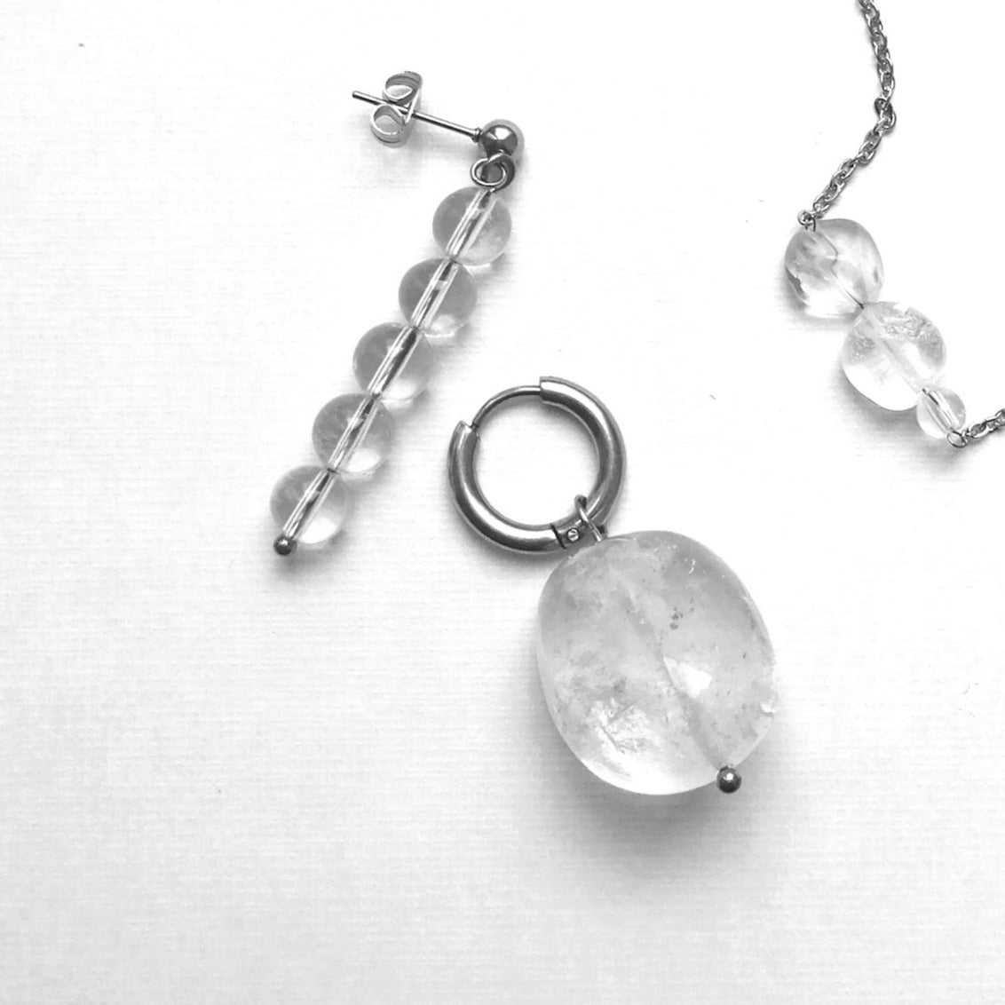 Stein Ohrringe mix & match | Bergkristall Edelstahl | pia norden