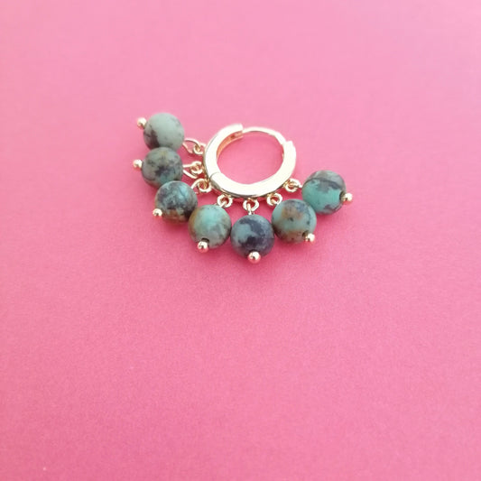 Ball Hoop Set | Ohrringe grün & gold | Edelsteine | pia norden