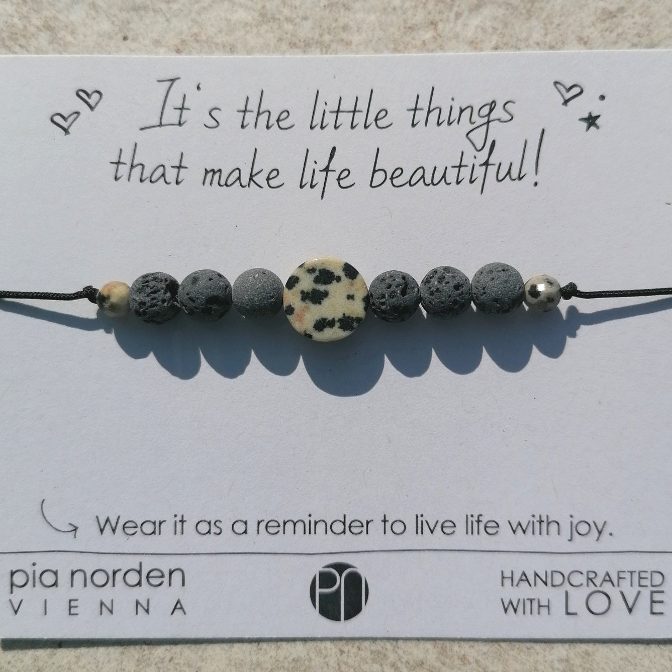 Lava & Jaspis Armband schwarz beige | Aromatherapie Schmuck