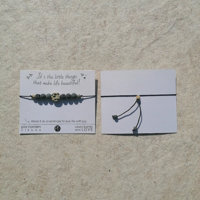 Lava & Jaspis Armband schwarz beige | Aromatherapie Schmuck
