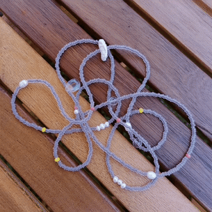 Long necklace with pearls | matt brown white neon | Infinity necklace