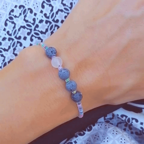 Buntes Armband mit Lava schwarz