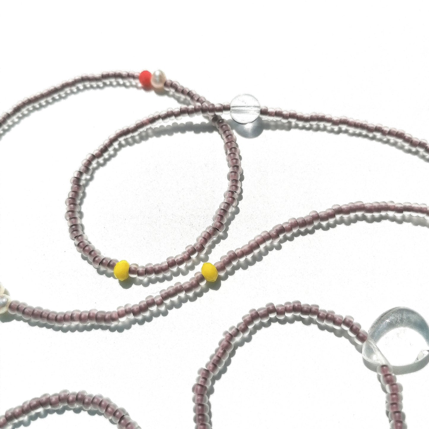 Long necklace with pearls | matt brown white neon | Infinity necklace