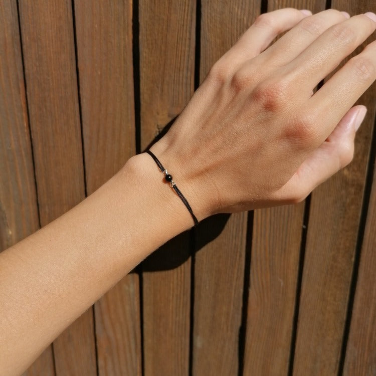 Schlichtes Onyx Armband schwarz silber | minimalistisch | unisex by pia norden