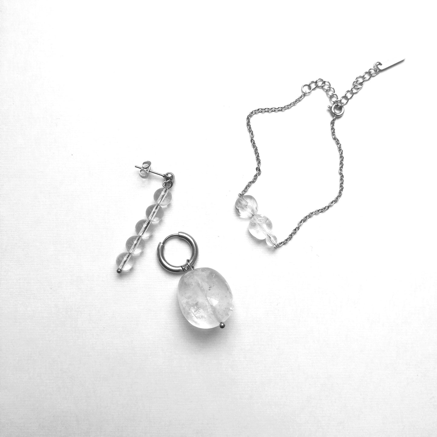 Stein Ohrringe mix & match | Bergkristall Edelstahl | pia norden