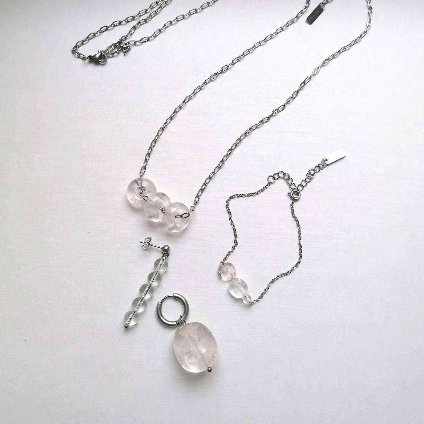 Stein Ohrringe mix & match | Bergkristall Edelstahl | pia norden