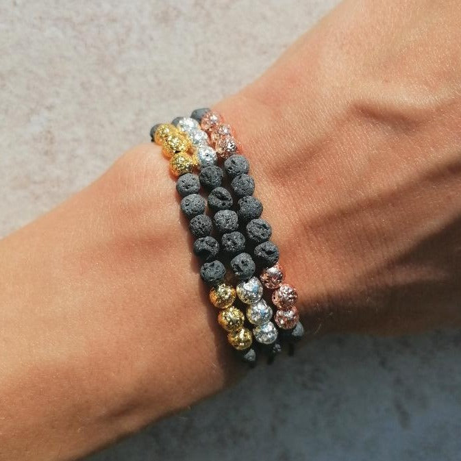 Lava Diffuser Armband mit rosegold gold silber by pia norden