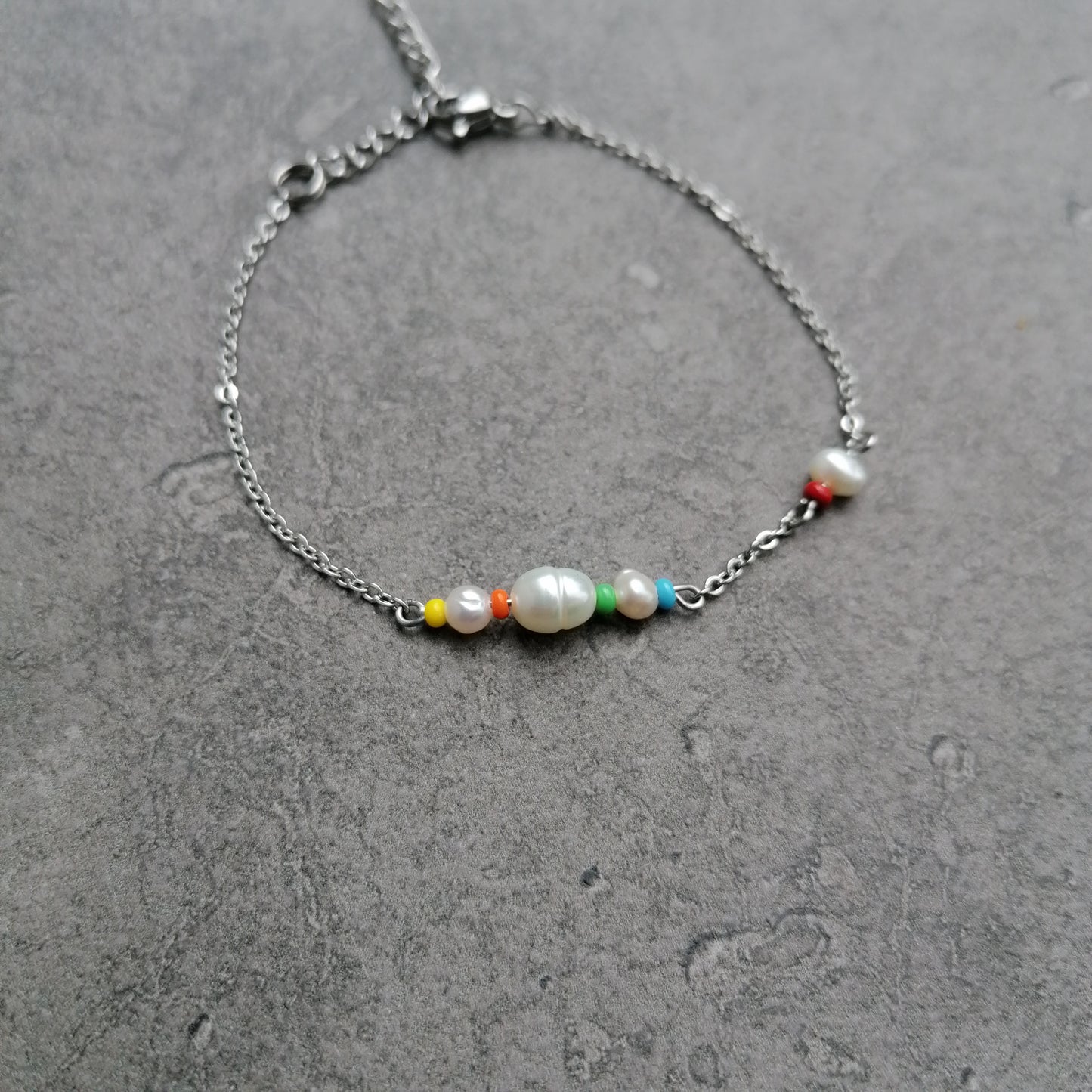 Zartes Armband bunt | Naturperlen Schmuck silber | RAINBOW SEA