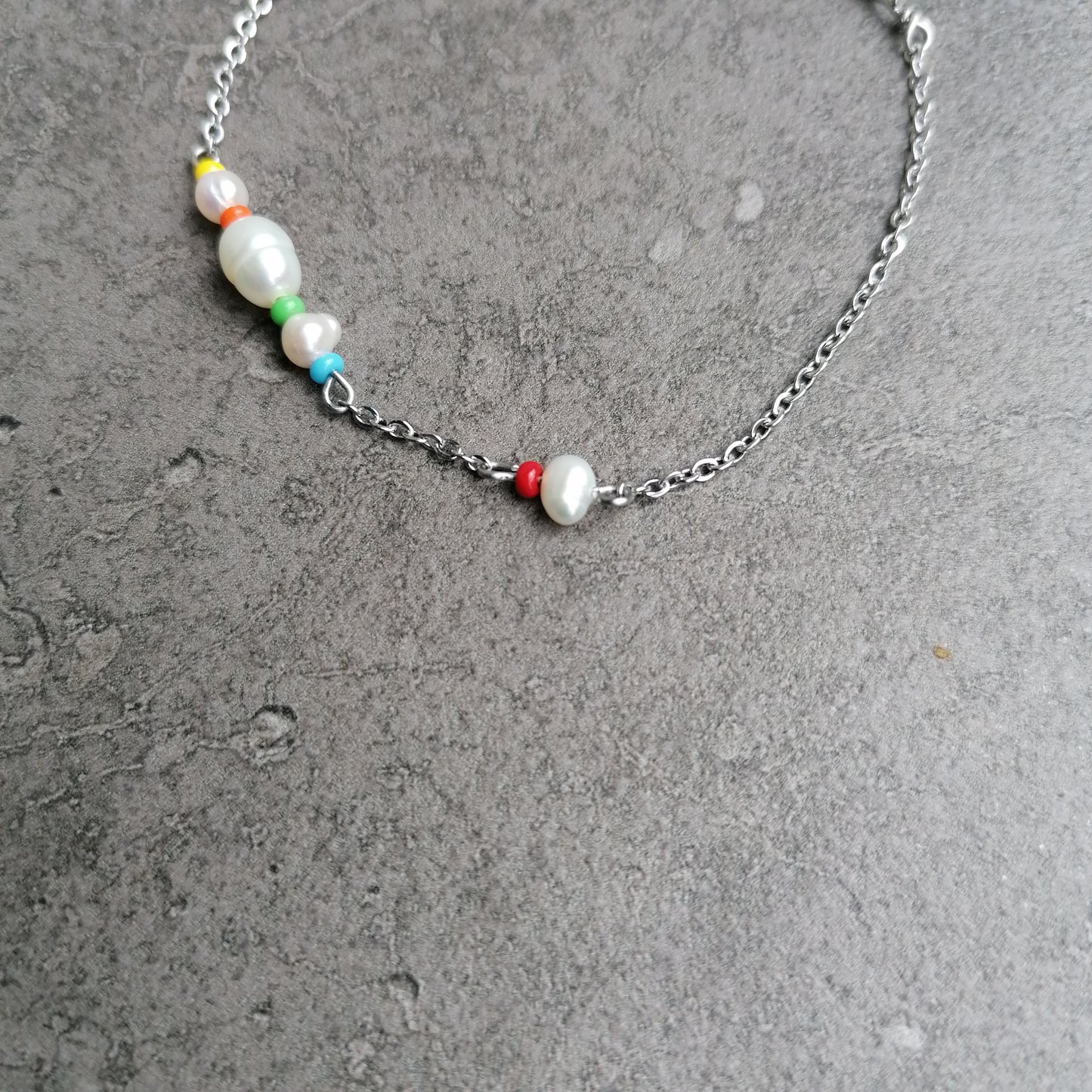Zartes Armband bunt | Naturperlen Schmuck silber | RAINBOW SEA