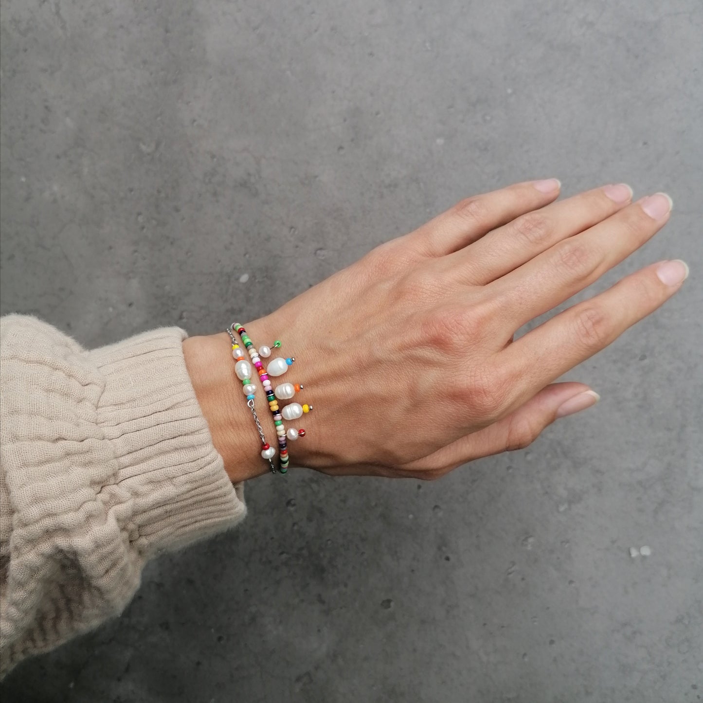 Zartes Armband bunt | Naturperlen Schmuck silber | RAINBOW SEA