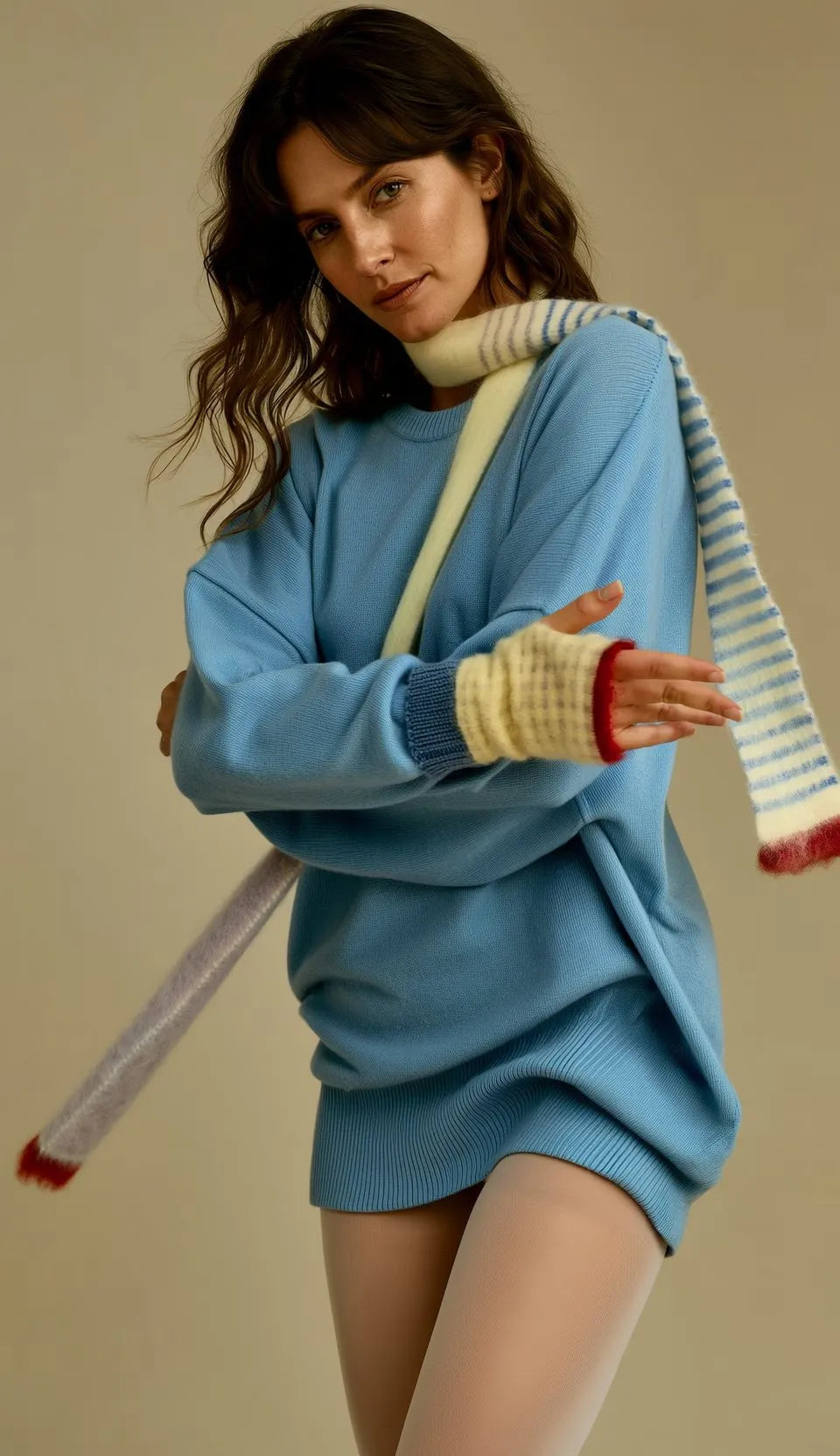 Multi-Color Skinny Schal (215cm) – Super Kid Mohair & Alpaka/Merino – 4-farbig