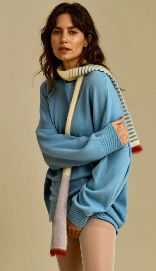 Multi-Color Skinny Schal (215cm) – Super Kid Mohair & Alpaka/Merino – 4-farbig