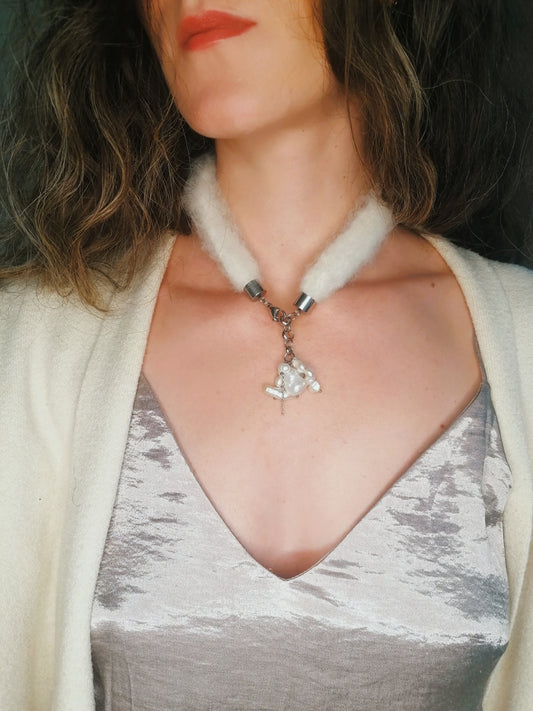 Pearl &amp; Alpaca Necklace white