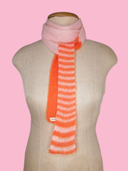 Schmaler Schal rosa orange | Mohair