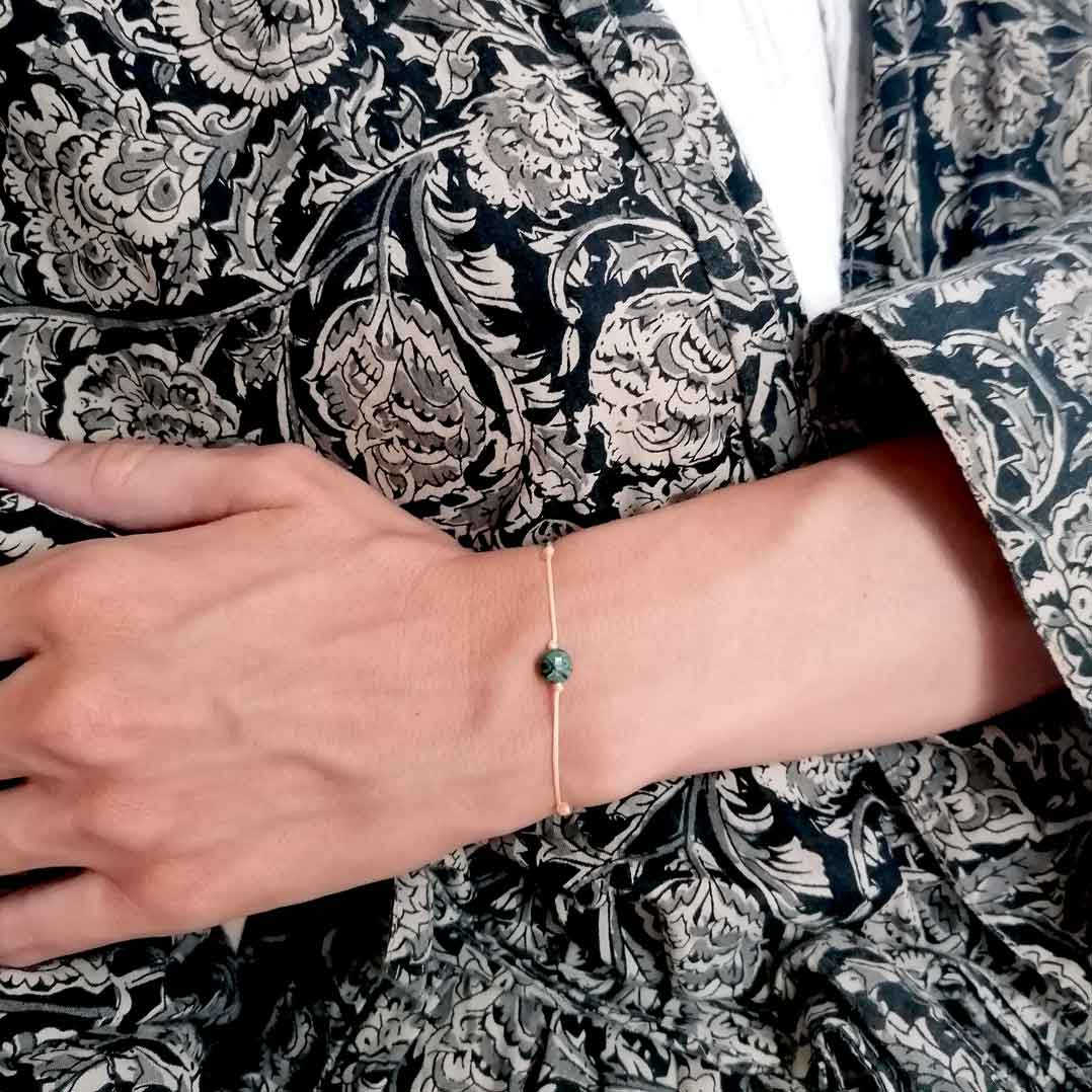 Grüner Jaspis Armband hellorange | unisex