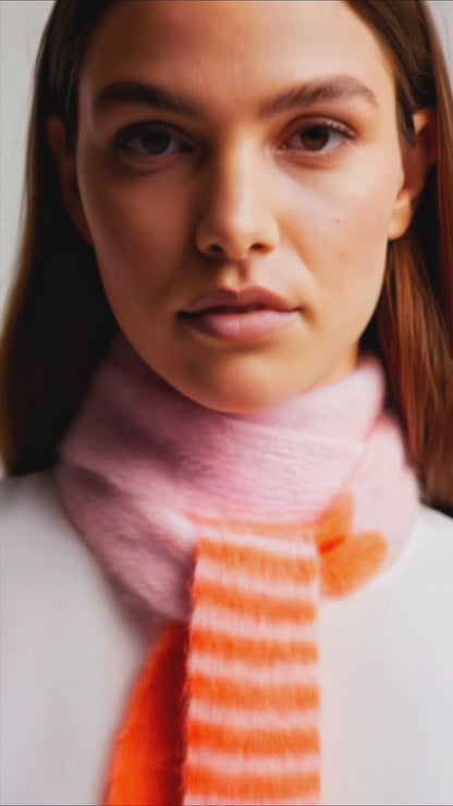 Schmaler Schal rosa orange | Mohair