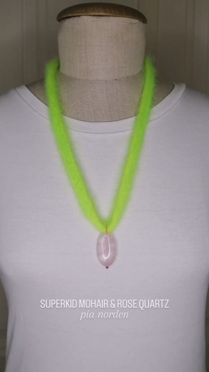 Necklace Rose Quartz Mohair | Pink Neon Green