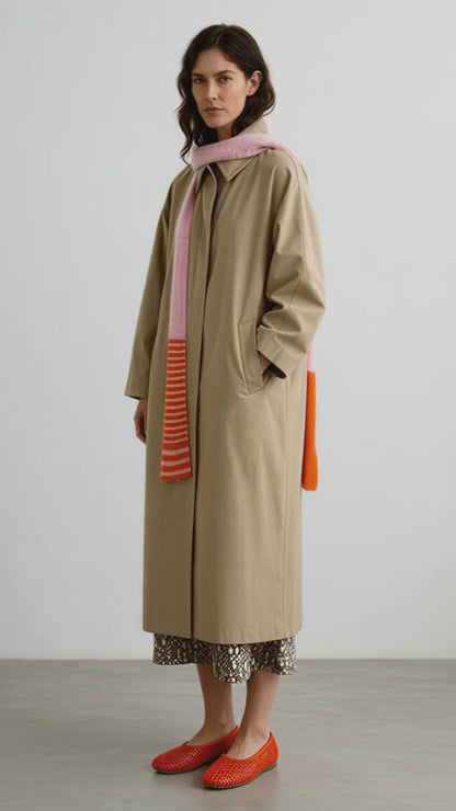 Fluffy Skinny Schal in Rosa & Leucht-Orange – Extra Lang 250cm – Luxus-Mohair Unikat