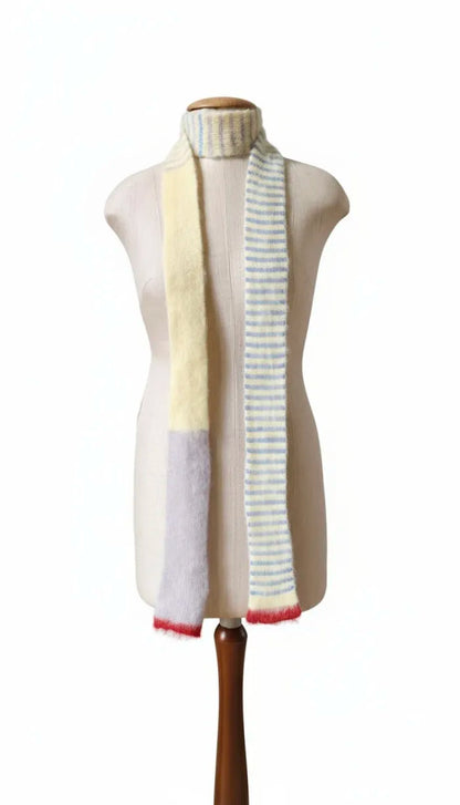 Multi-Color Skinny Schal (215cm) – Super Kid Mohair & Alpaka/Merino – 4-farbig
