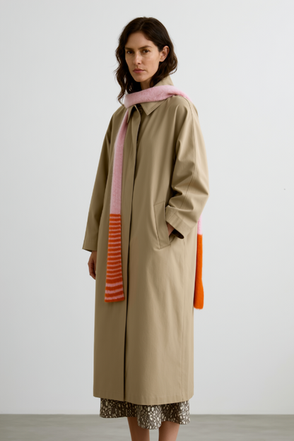 Fluffy Skinny Schal in Rosa & Leucht-Orange – Extra Lang 250cm – Luxus-Mohair Unikat