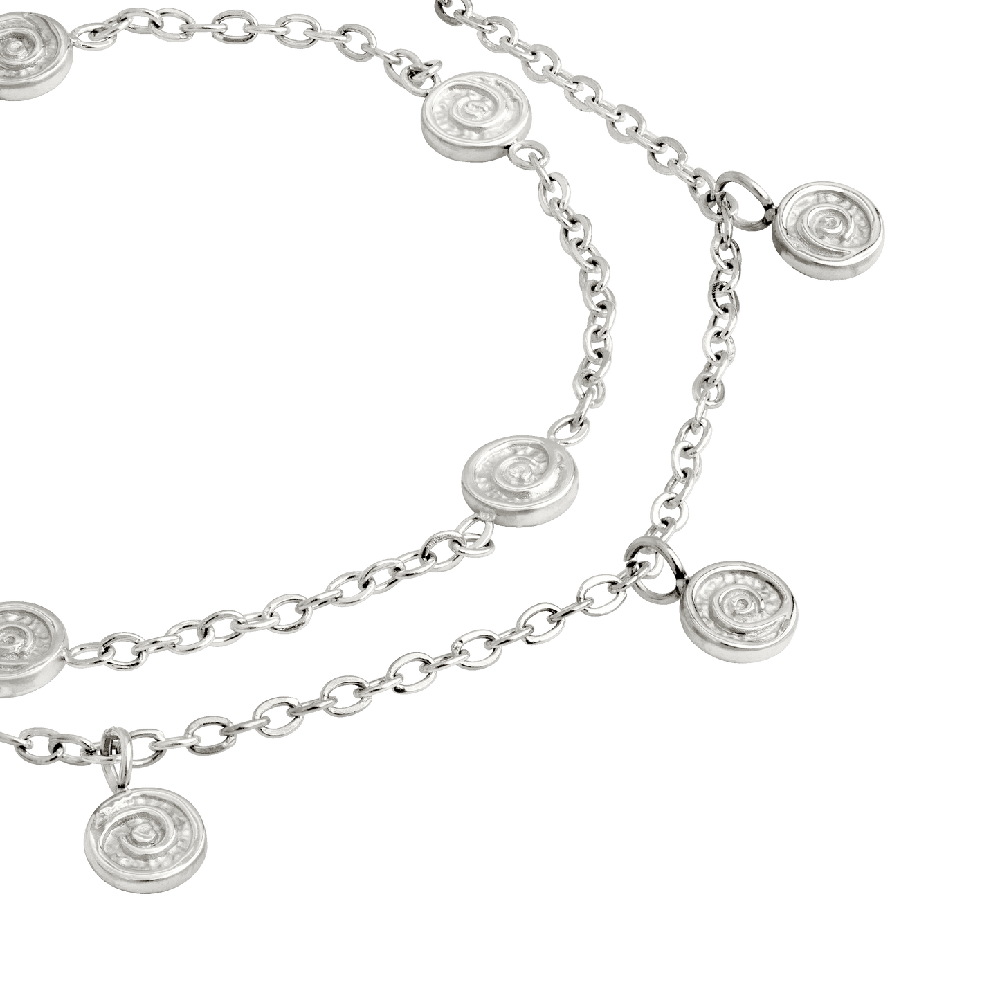 Doppelte Fußkette silber | Spiralen | Edelstahl