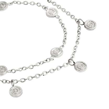 Doppelte Fußkette silber | Spiralen | Edelstahl