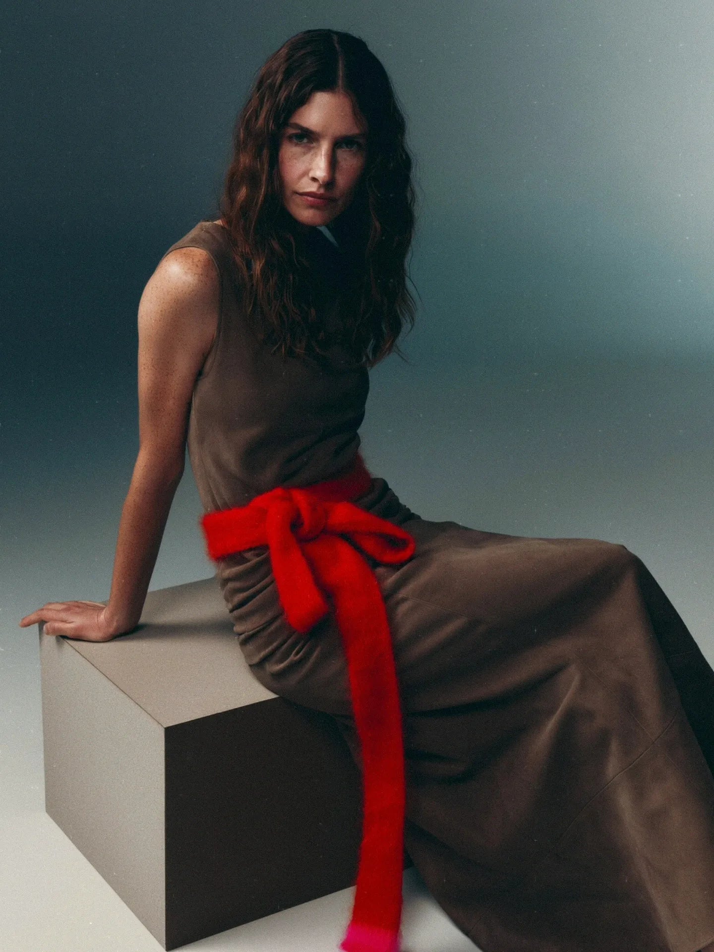 Skinny Scarf aus Superkid Mohair – Rot mit pinken Enden