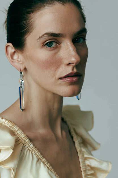 Luster-Ohrringe aus Glas | Edelstahl