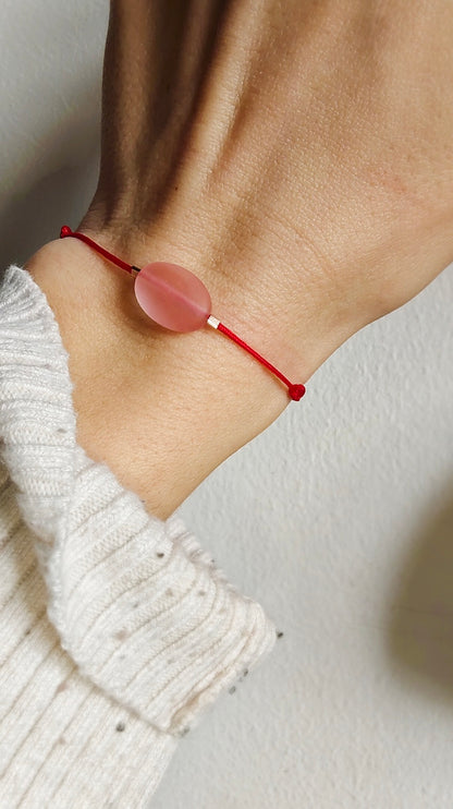 Rotes Armband Erdbeerquarz mit Roségold