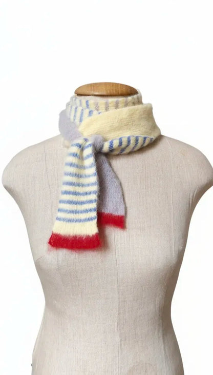 Multi-Color Skinny Schal (215cm) – Super Kid Mohair & Alpaka/Merino – 4-farbig