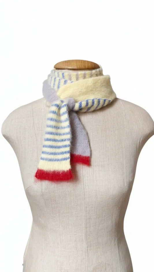 Multi-Color Skinny Schal (215cm) – Super Kid Mohair & Alpaka/Merino – 4-farbig