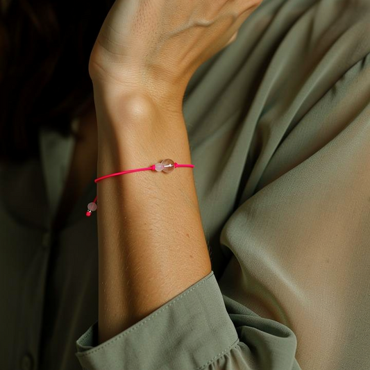 Bergkristall & Rosenquarz Armband neon pink
