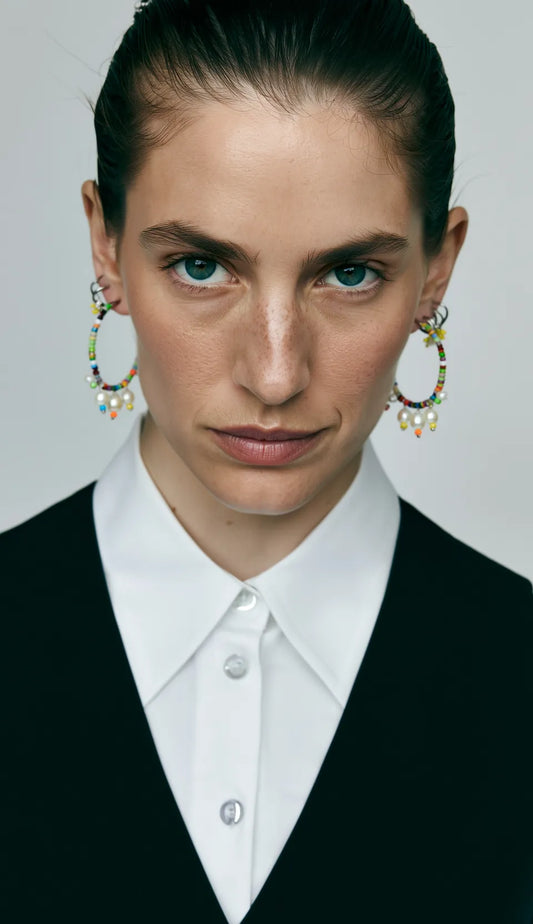 Bunte Barock-Perlen Creolen | Statement Ohrringe in Regenbogenfarben