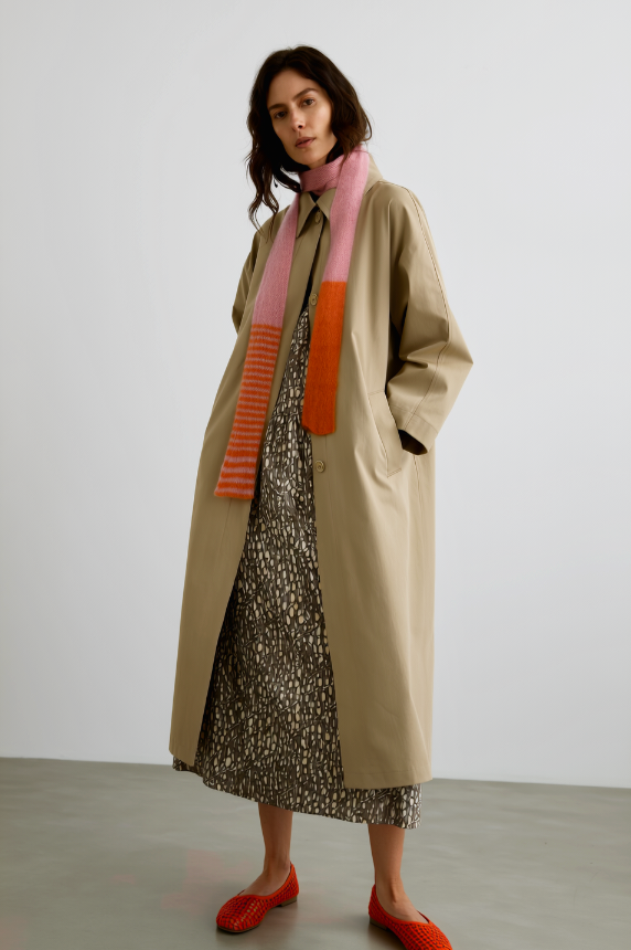 Fluffy Skinny Schal in Rosa & Leucht-Orange – Extra Lang 250cm – Luxus-Mohair Unikat