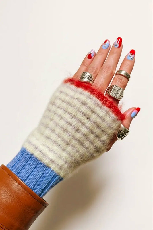 Stulpen | Fingerlose Handwärmer – Alpaka, Super Kid Mohair & Merino – Multi-Color Unikat