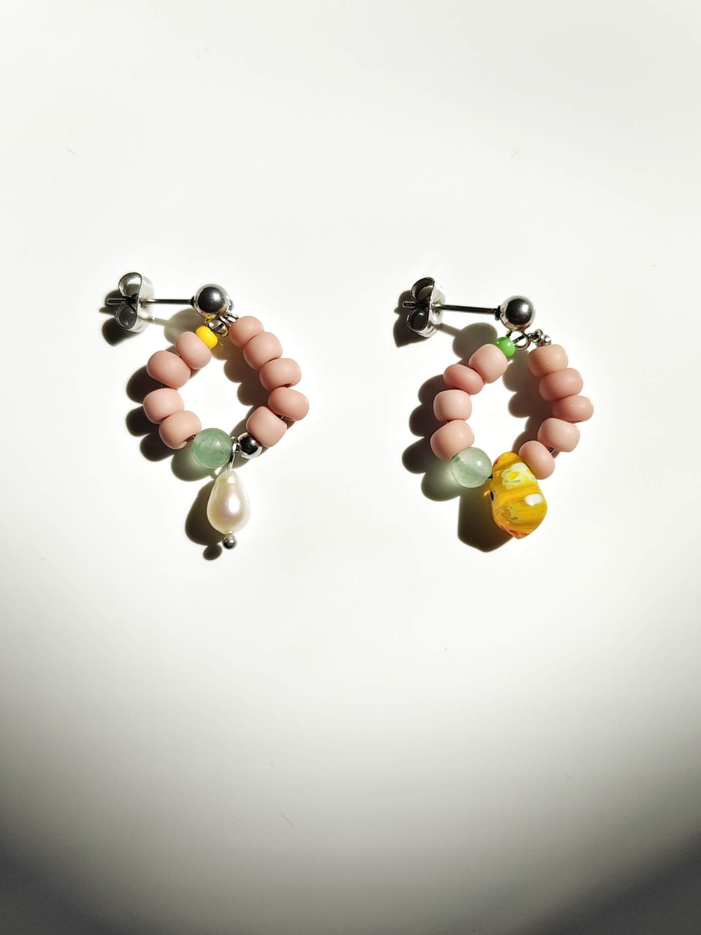Ohrringe mit Perle, Aventurin, Glas