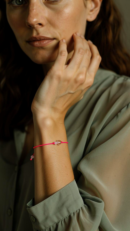 Bergkristall & Rosenquarz Armband neon pink