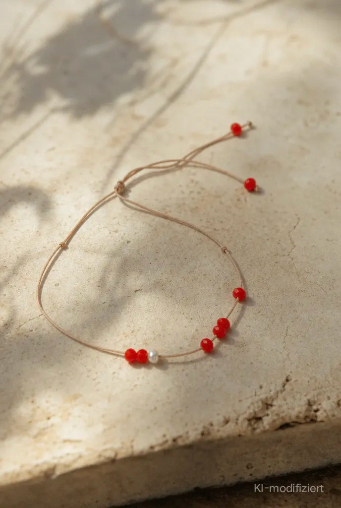 Rotoranges Armband mit Naturperle