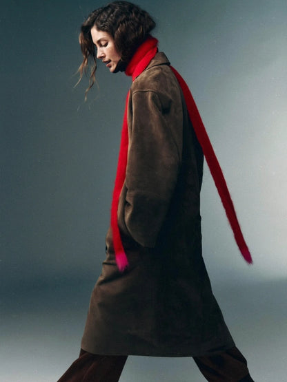 Skinny Scarf aus Superkid Mohair – Rot mit pinken Enden