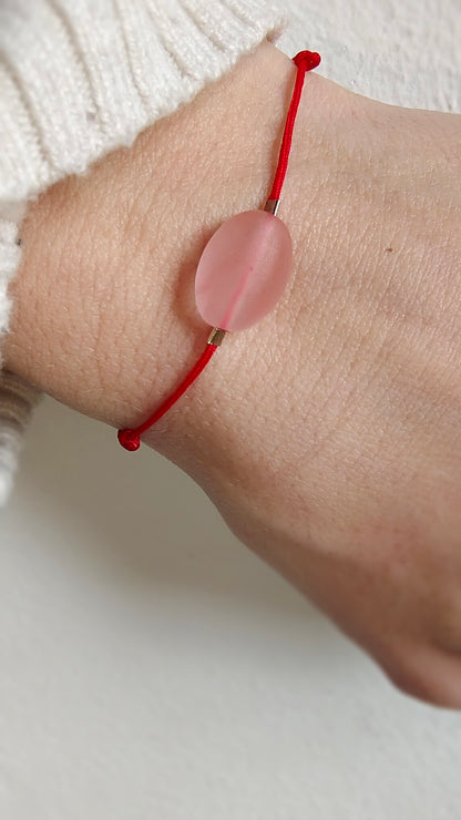 Rotes Armband Erdbeerquarz mit Roségold