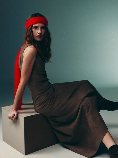 Skinny Scarf aus Superkid Mohair – Rot mit pinken Enden