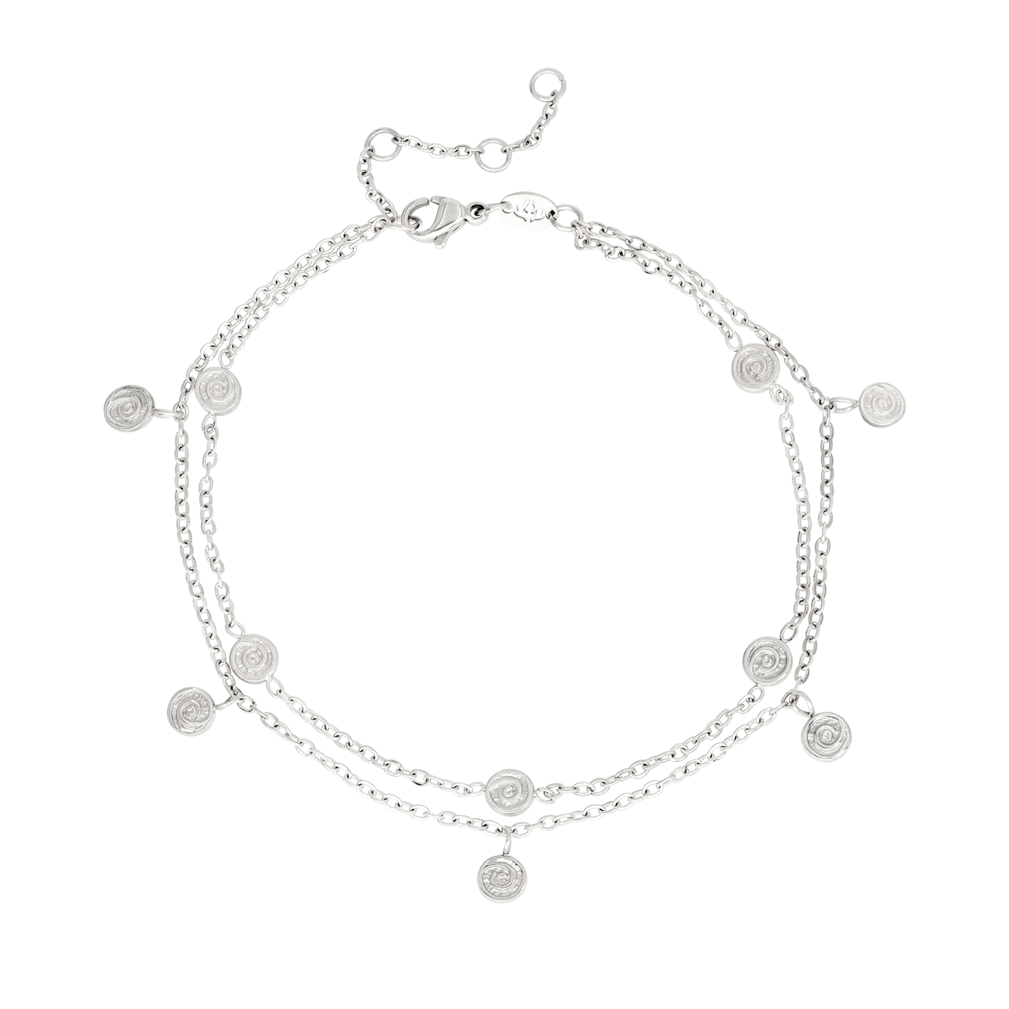Doppelte Fußkette silber | Spiralen | Edelstahl