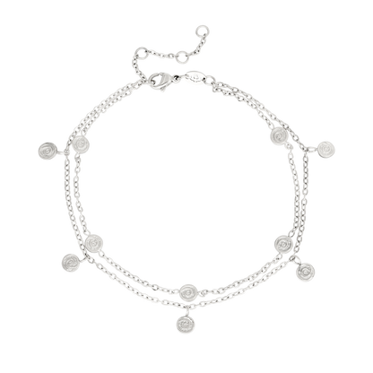 Doppelte Fußkette silber | Spiralen | Edelstahl