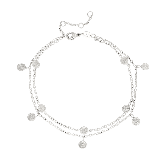 Doppelte Fußkette silber | Spiralen | Edelstahl
