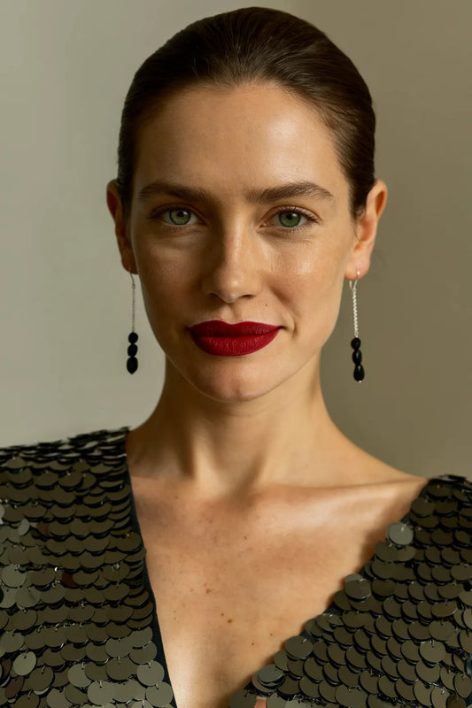 Nuggets Ohrringe Schwarzer Turmalin | gold und silber