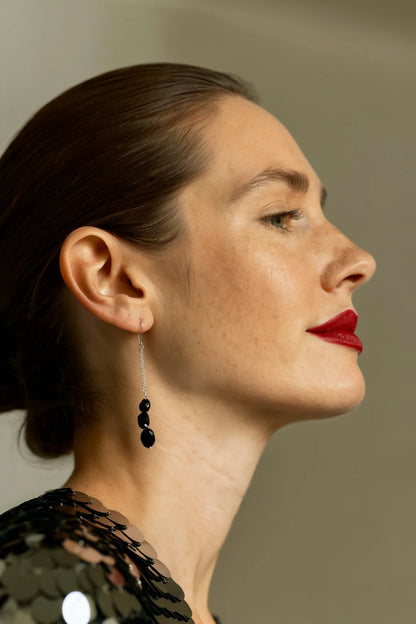 Nuggets Ohrringe Schwarzer Turmalin | gold und silber